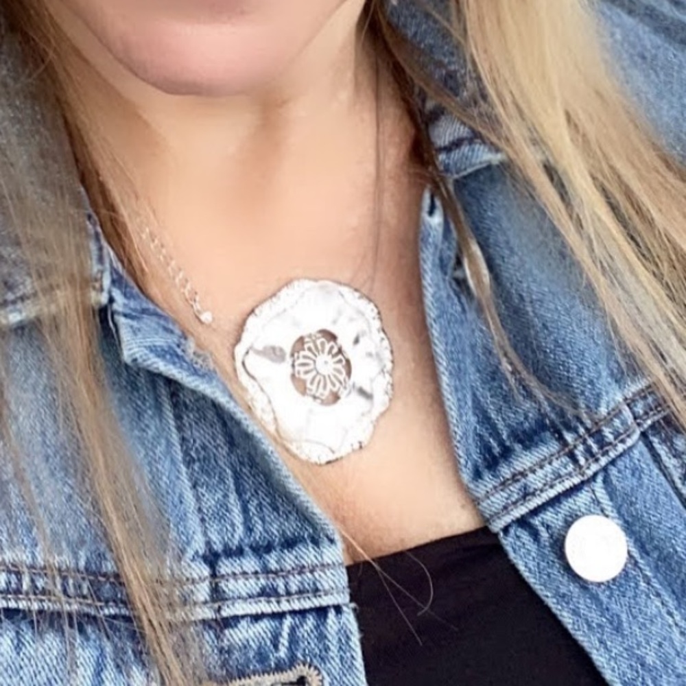 Touchstone Crystal Silver Floral Pendant Necklace